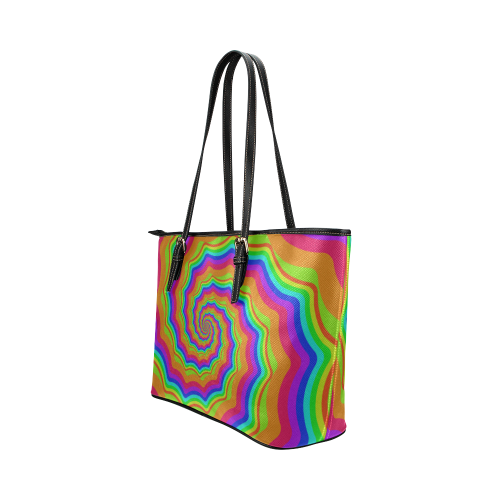 Rainbow spiral Leather Tote Bag/Large (Model 1651)