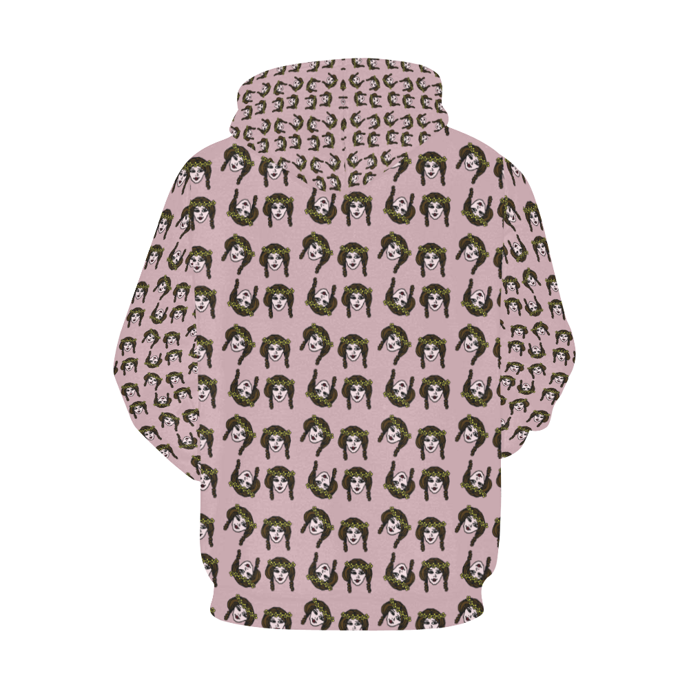 retro girl daisy chain pattern light pink All Over Print Hoodie for Women (USA Size) (Model H13)