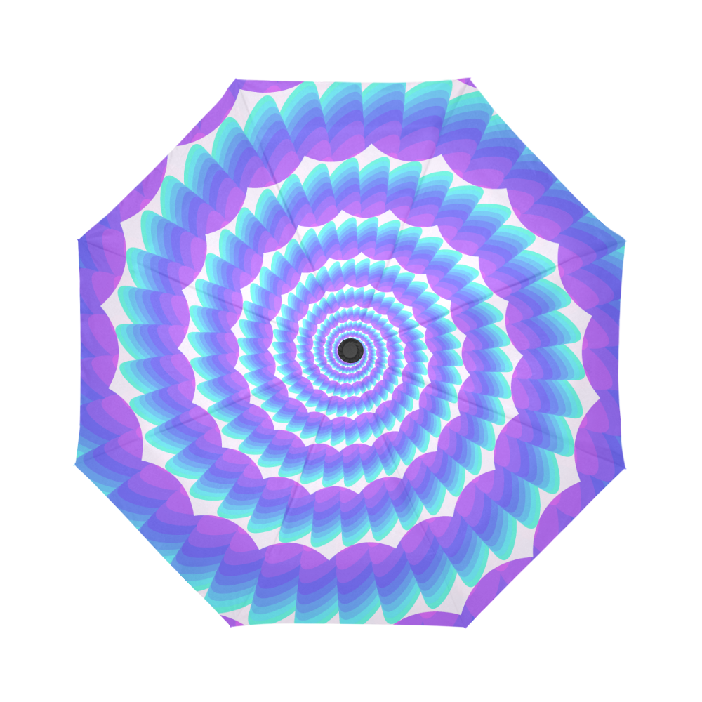 Blue and pink spiral Auto-Foldable Umbrella (Model U04)