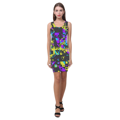 Purple yelllow squares Medea Vest Dress (Model D06)