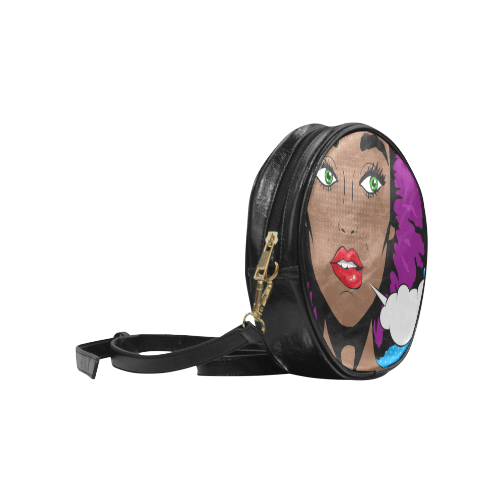 African Woman Pop Art Round Sling Bag (Model 1647)