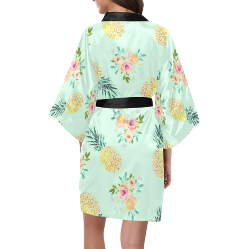 Mint, Pineapples & Flowers. Kimono Robe