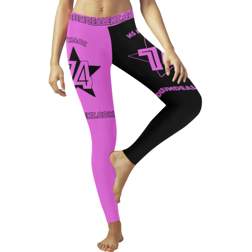 Ms Macc Pink/Black Women's Low Rise Leggings (Invisible Stitch) (Model L05)