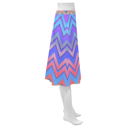 Chevron Love Mnemosyne Women's Crepe Skirt (Model D16)