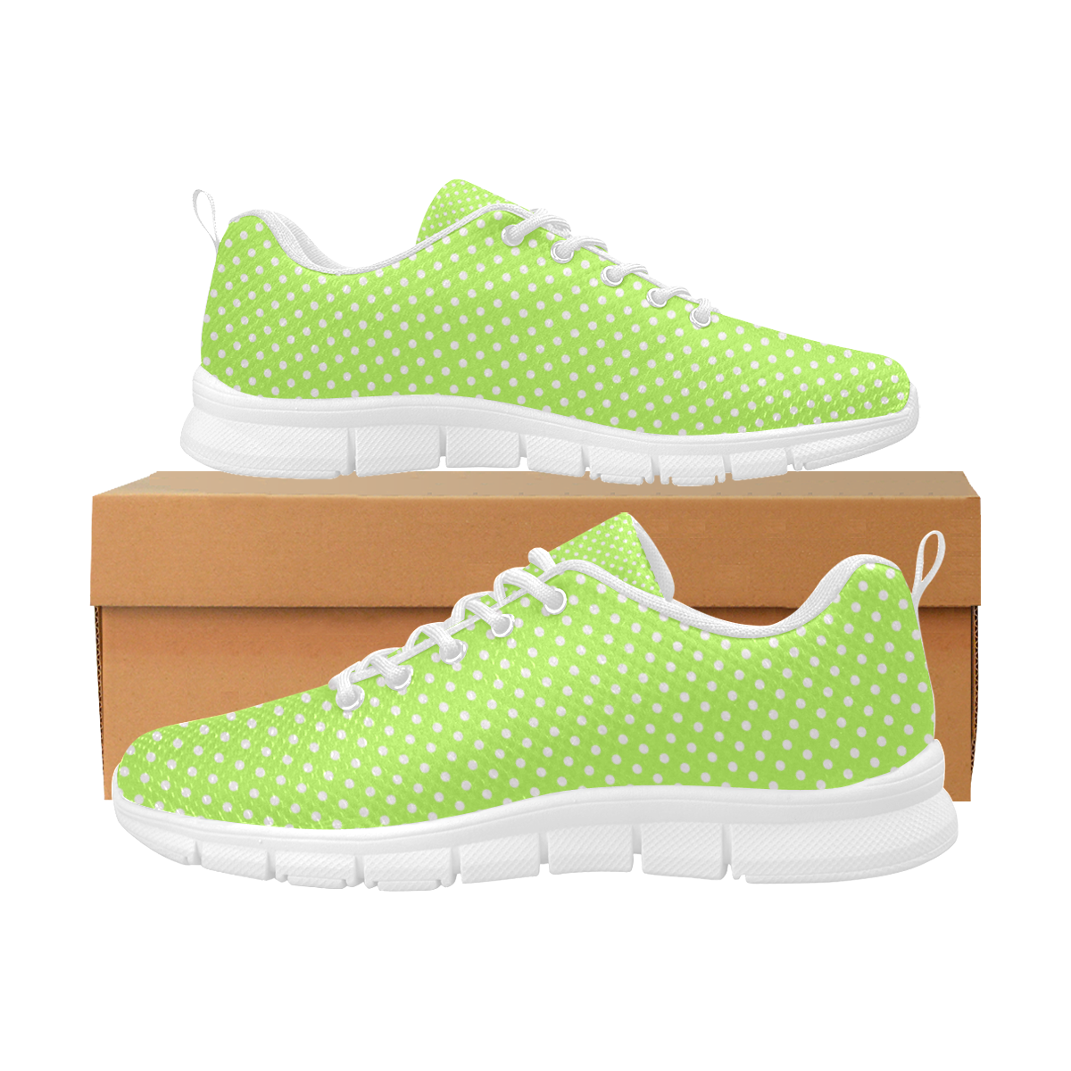 Mint green polka dots Women's Breathable Running Shoes (Model 055)