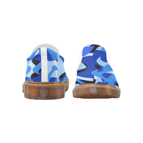 Camouflage Abstract Blue and Black Martin Women's Slip-On Loafer (Model 12031)