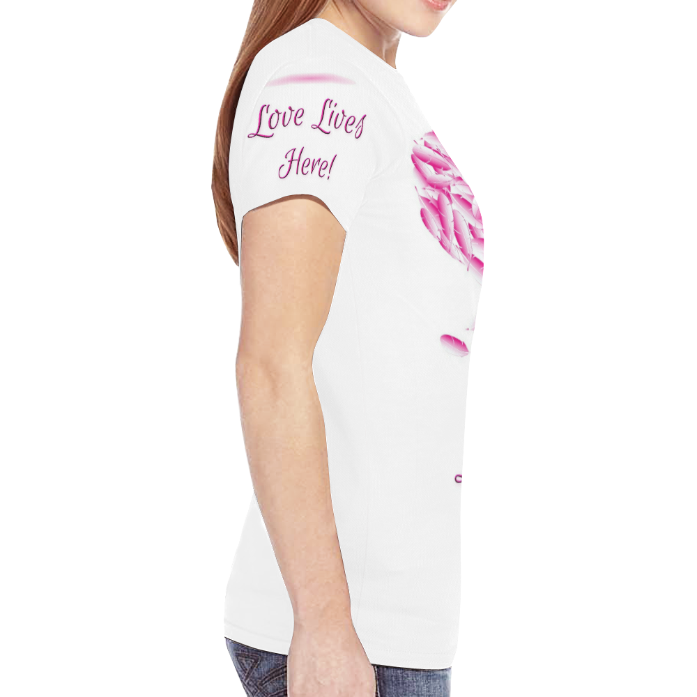 Love Lives Here New All Over Print T-shirt for Women (Model T45)