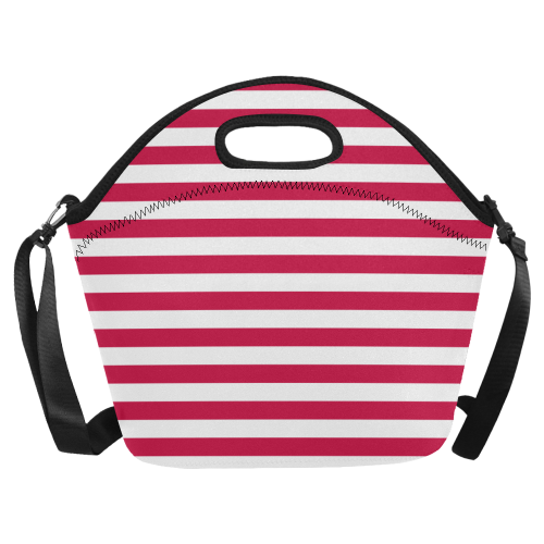 Red Stripes Neoprene Lunch Bag/Large (Model 1669)