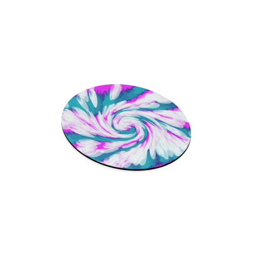Turquoise Pink Tie Dye Swirl Abstract Round Coaster