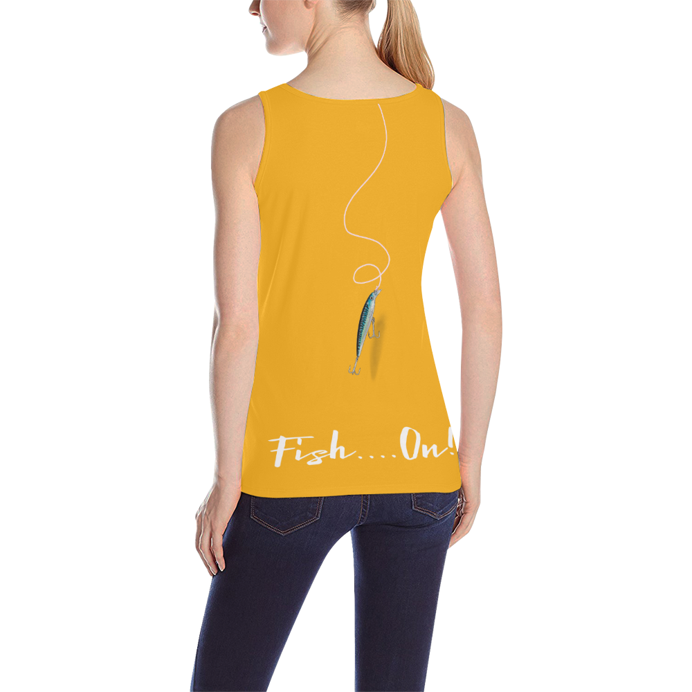 Fish on-white-papaya All Over Print Tank Top for Women (Model T43)