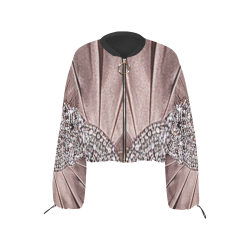 Silk & Bling £D Texture Print Cropped Chiffon Jacket for Women (Model H30)