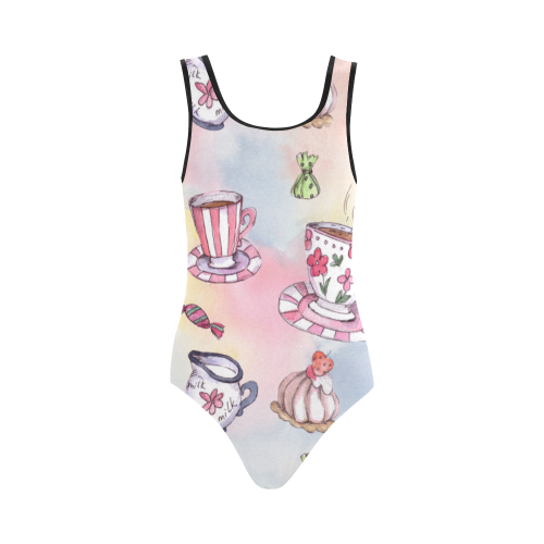 Coffee and sweeets Vest One Piece Swimsuit (Model S04)