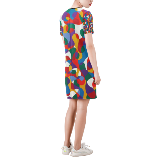 Michelle Short-Sleeve Round Neck A-Line Dress (Model D47)