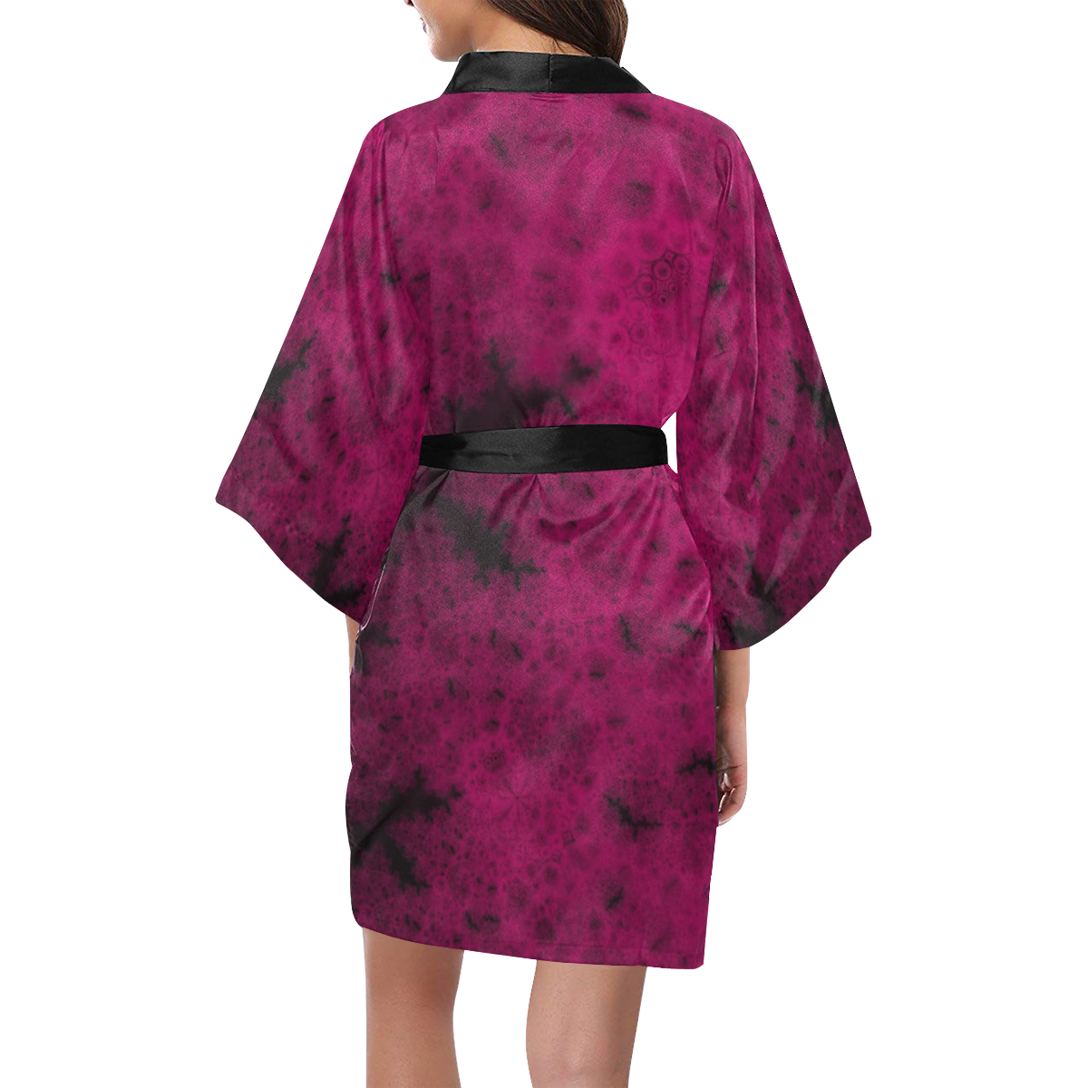 Purple Snowvember Night Fractal Abstract Kimono Robe