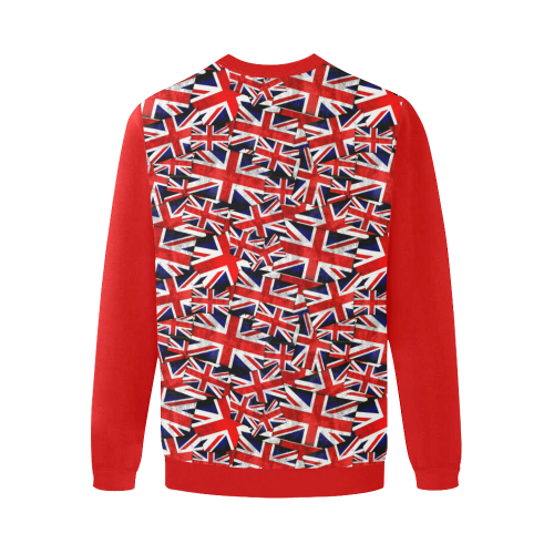 Union Jack British UK Flag  (Vest Style) Red Men's Oversized Fleece Crew Sweatshirt/Large Size(Model H18)