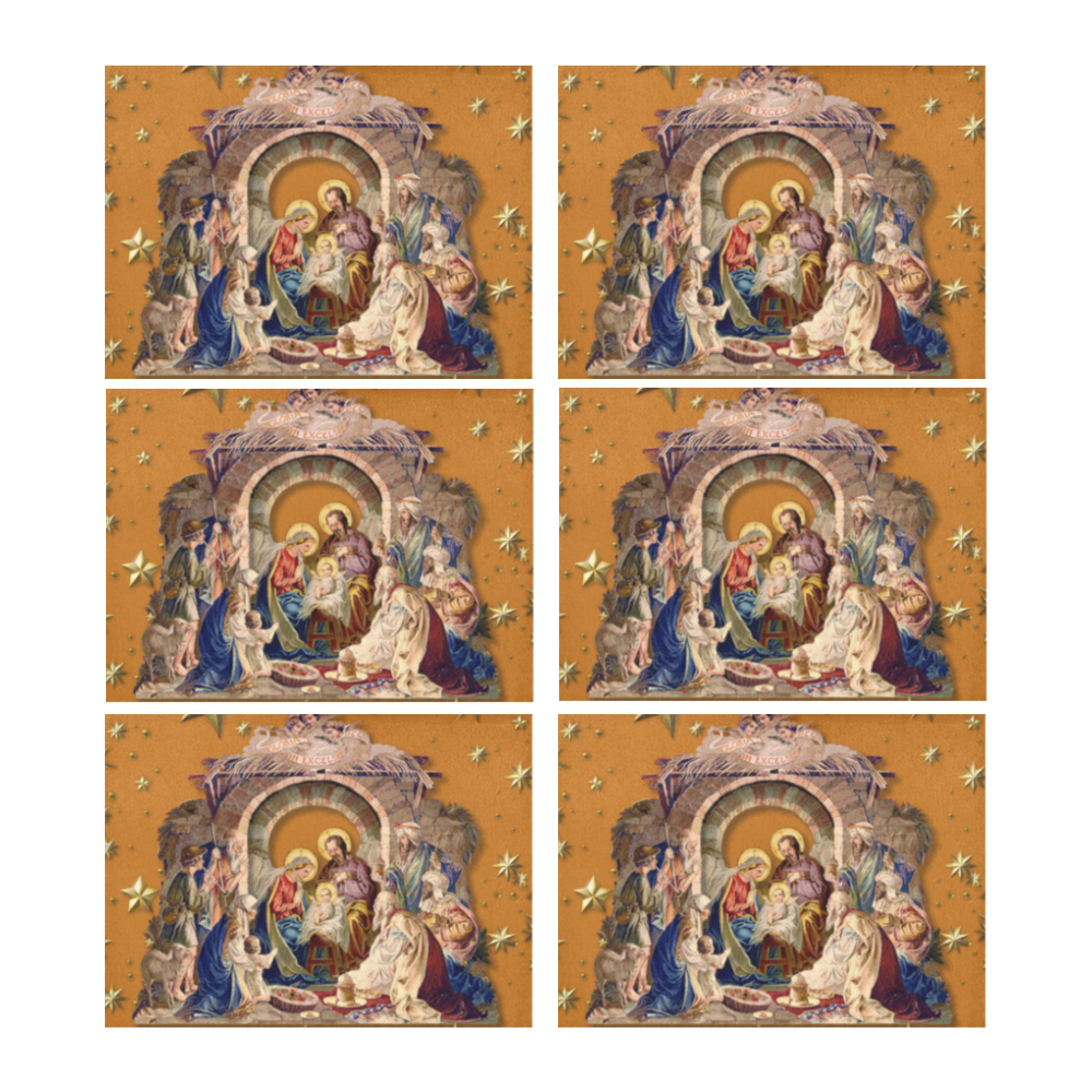 Nativity Place Mats Set of 4 Burnt Orange Placemat 14’’ x 19’’ (Set of 6)