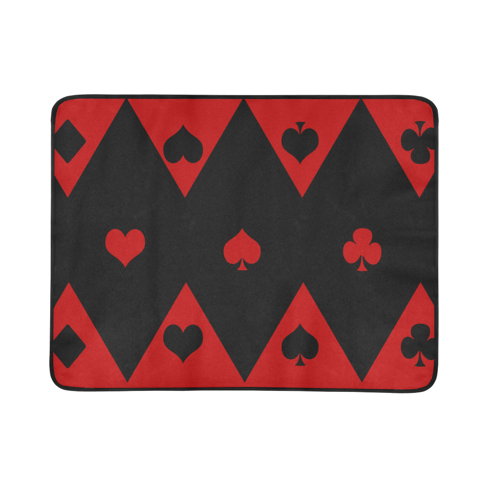 Las Vegas Black Red Play Card Shapes Beach Mat 78"x 60"