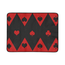Las Vegas Black Red Play Card Shapes Beach Mat 78"x 60"