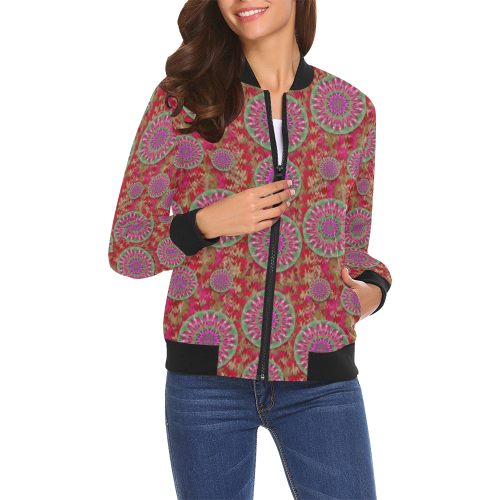 Hearts can also be flowers such as bleeding hearts All Over Print Bomber Jacket for Women (Model H19)