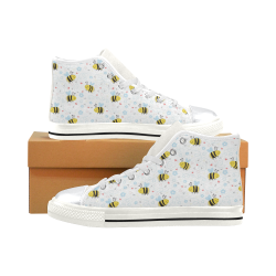 Cute Bee Pattern High Top Canvas Shoes for Kid (Model 017)