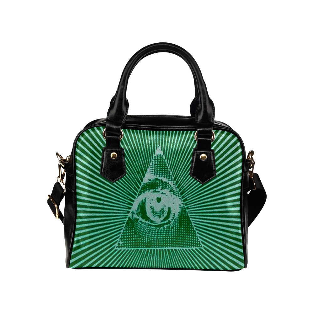 Green Illuminati Leather Shoulder Handbag (Model 1634)