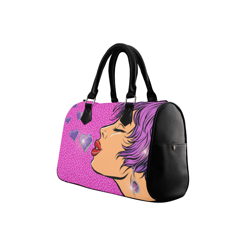 Fairlings Delight's Pop Art Collection- Purple Sweet Kisses 53086 Boston Handbag (Model 1621)