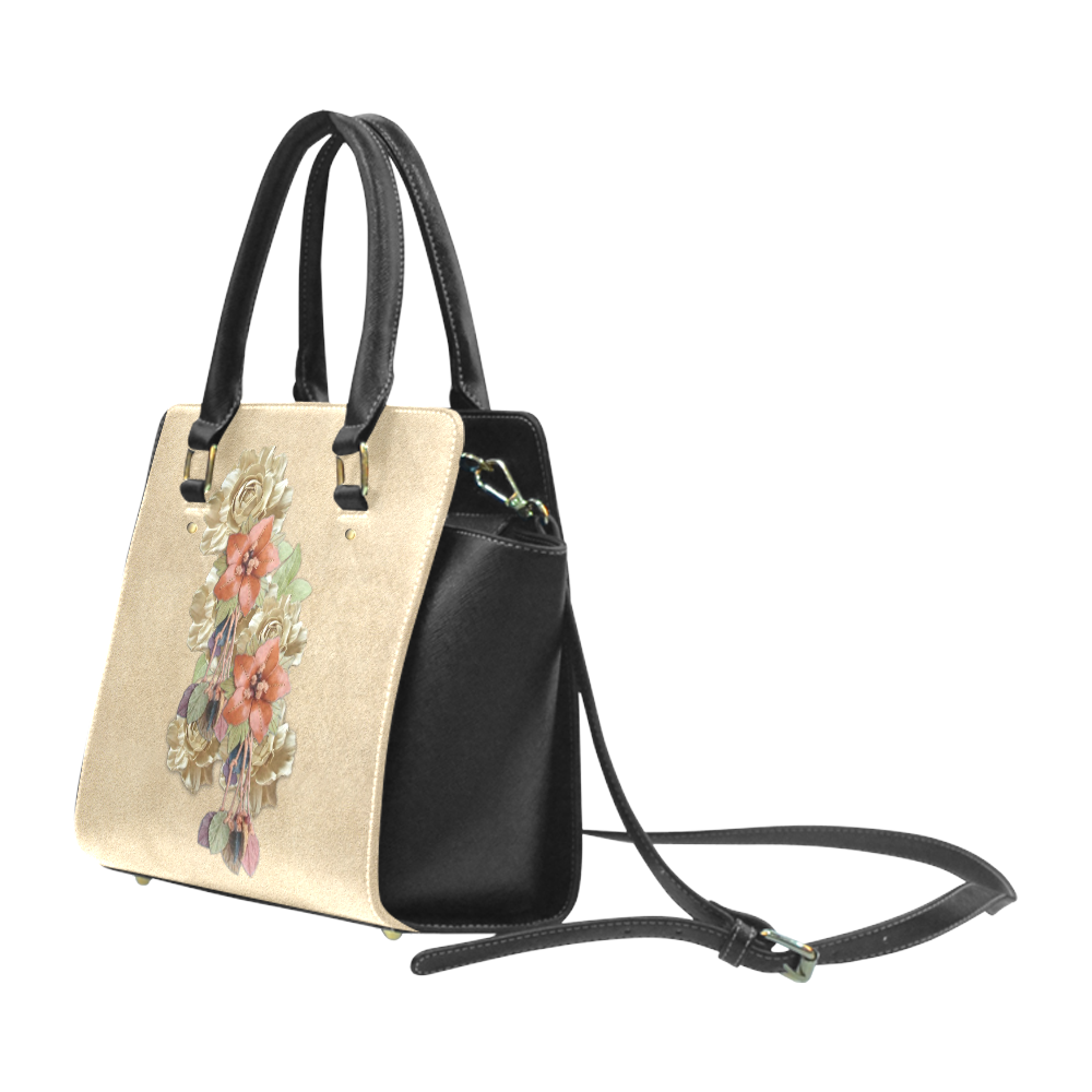 leather flower art Classic Shoulder Handbag (Model 1653)