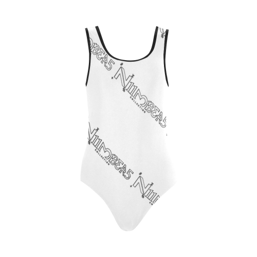 NUMBERS Collection Logo White/Black Vest One Piece Swimsuit (Model S04)