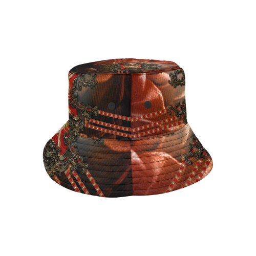 Red floral design All Over Print Bucket Hat