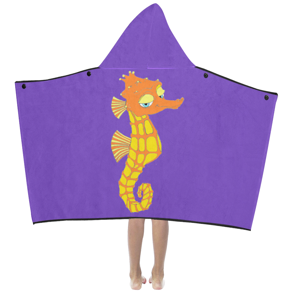 Sassy Seahorse Purple Kids' Hooded Bath Towels