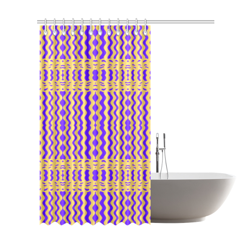 Purple Yellow Modern  Waves Lines Shower Curtain 72"x84"