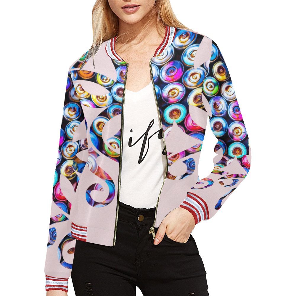 Environmentalist is the New Sexy colorful design All Over Print Bomber Jacket for Women (Model H21)