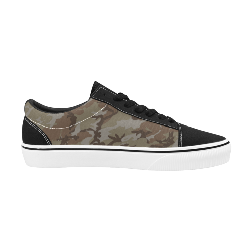 Woodland Desert Brown Camouflage Men's Low Top Skateboarding Shoes (Model E001-2)