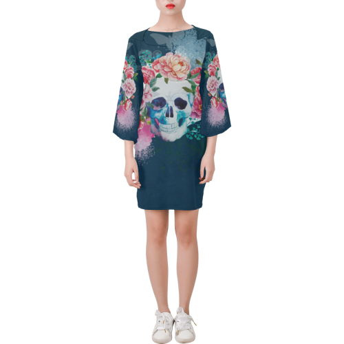 Amazing Hippie Skull Bell Sleeve Dress (Model D52)