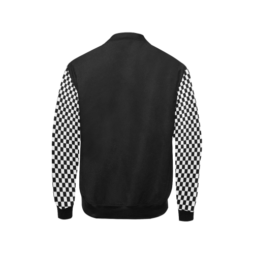 Checkerboard Black and White Kids' All Over Print Bomber Jacket (Model H40)