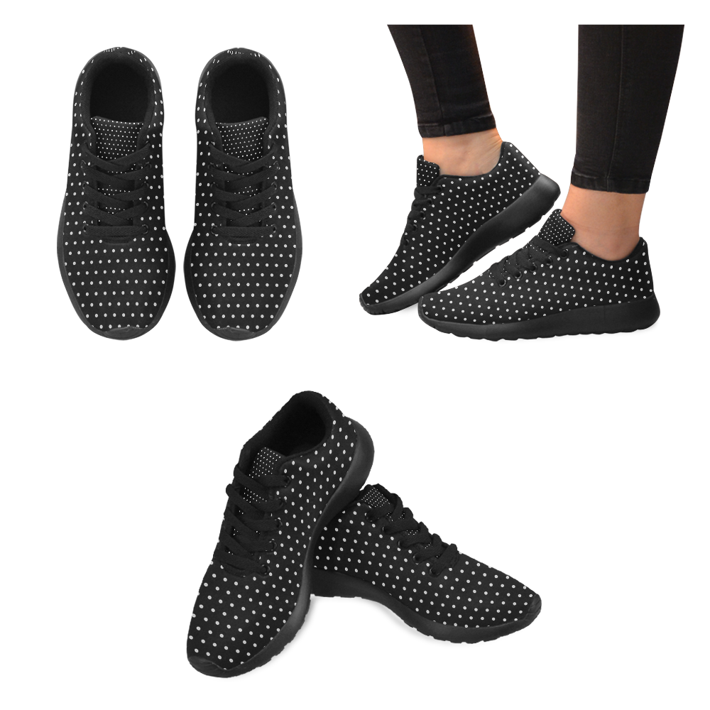 Polka Dot Pin All Black - Jera Nour Women's Running Shoes/Large Size (Model 020)