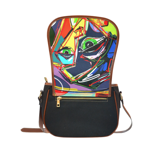 Human Face Art Saddle Bag/Small (Model 1649)(Flap Customization)