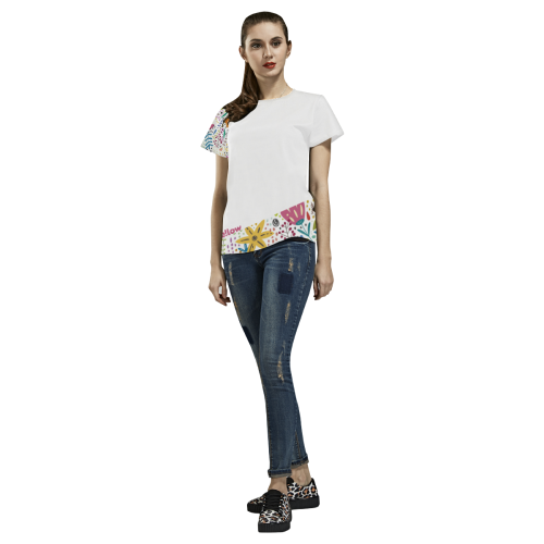 flowerone All Over Print T-shirt for Women/Large Size (USA Size) (Model T40)