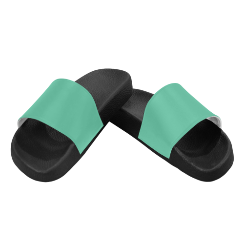 color medium aquamarine Men's Slide Sandals (Model 057)