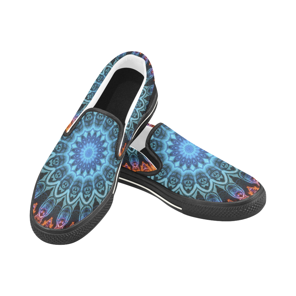 MANDALA SKY ON FIRE Slip-on Canvas Shoes for Kid (Model 019)