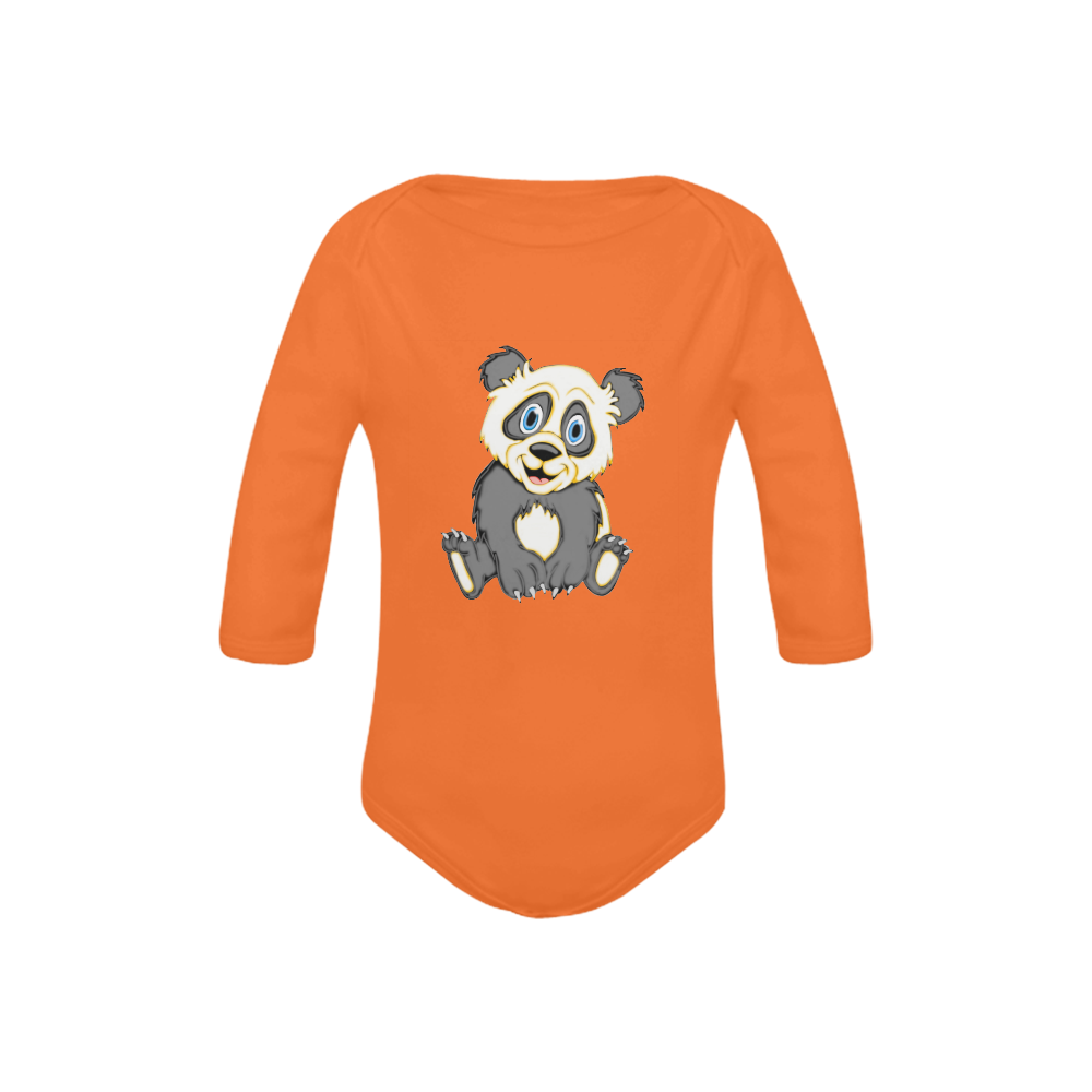 Smiling Panda Orange Baby Powder Organic Long Sleeve One Piece (Model T27)
