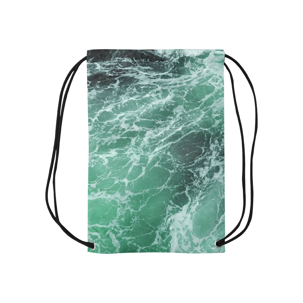 Green Ocean Wave. Small Drawstring Bag Model 1604 (Twin Sides) 11"(W) * 17.7"(H)