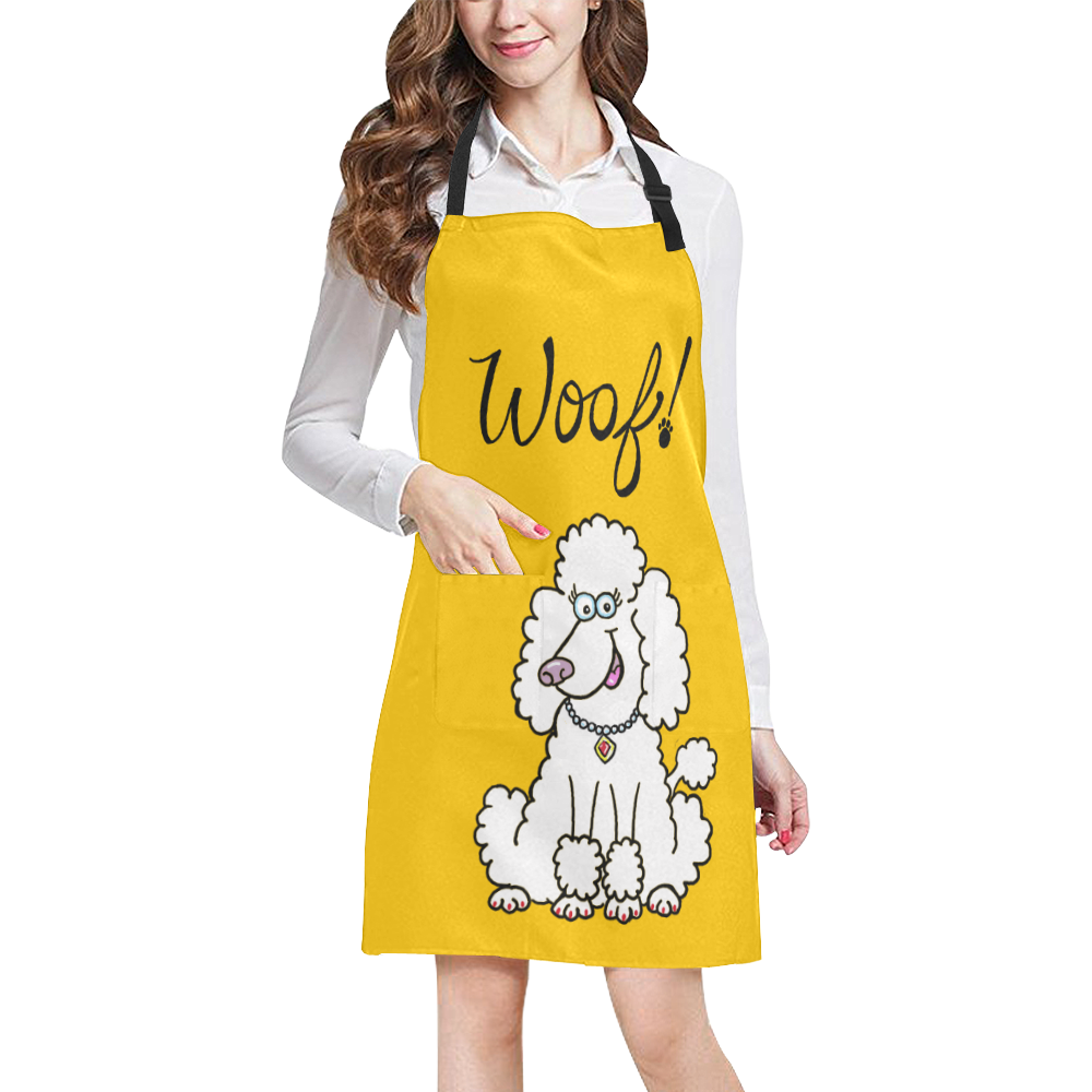 woof! Poodle-yellow All Over Print Apron