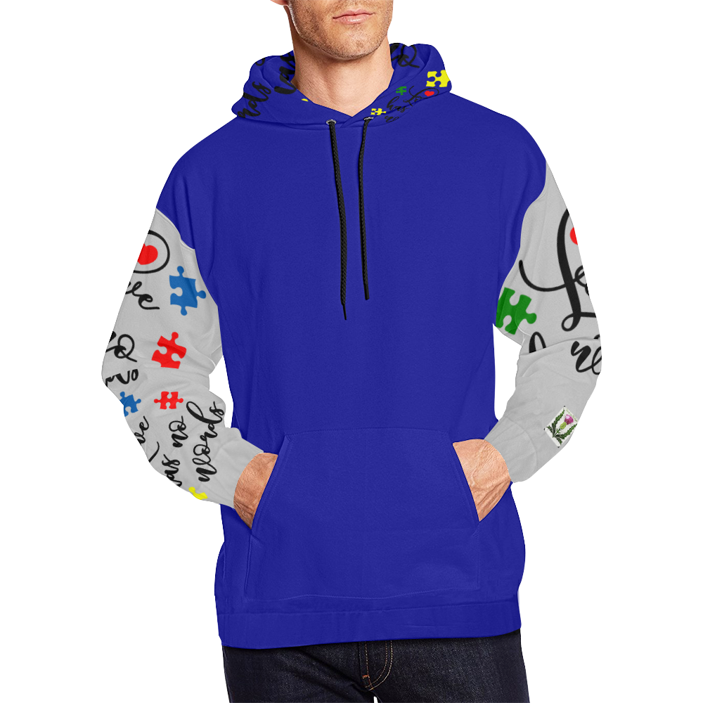 Fairlings Delight's Autism- Love has no words Men's Hoodie 53086Hh8 All Over Print Hoodie for Men (USA Size) (Model H13)