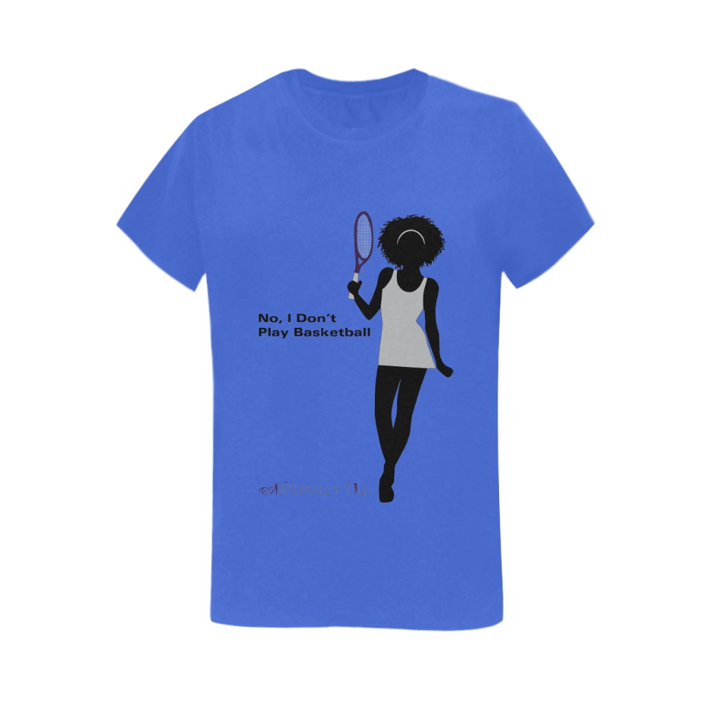 I Play Tennis w/Logo Blue Women's T-Shirt in USA Size (Two Sides Printing)