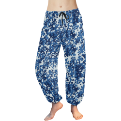 Digital Blue Camouflage Women's All Over Print Harem Pants (Model L18)