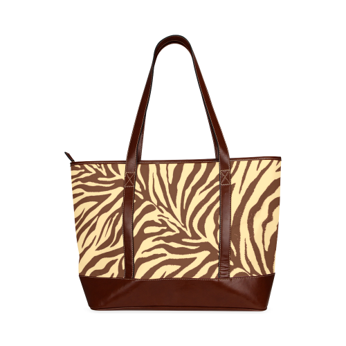 zebra 2 shades of brown Tote Handbag (Model 1642)