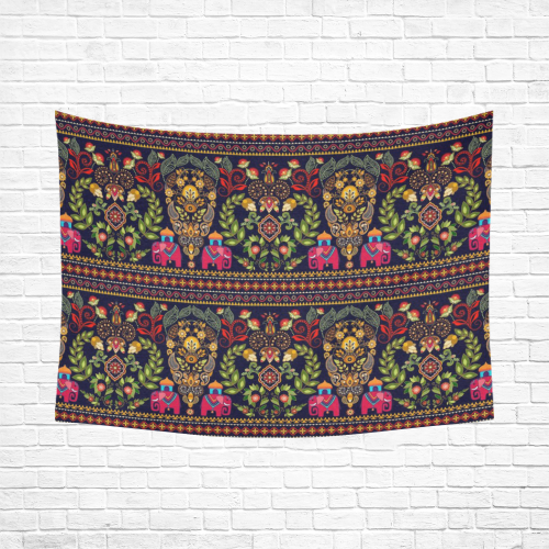 Indian Seamless Pattern Cotton Linen Wall Tapestry 80"x 60"