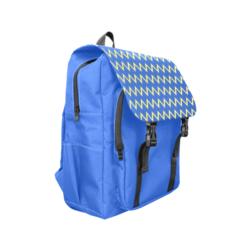 chevron Jaune/Bleu Casual Shoulders Backpack (Model 1623)