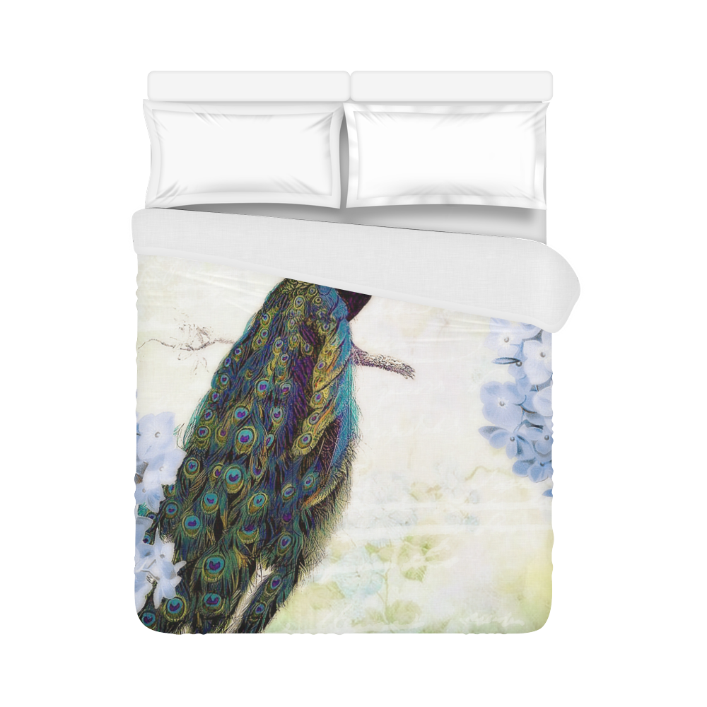 blue peacock and hydrangea Duvet Cover 86"x70" ( All-over-print)